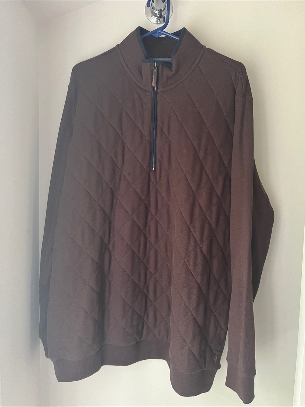 Ashworth Men's Brown Quilted Half-Zip Sweater